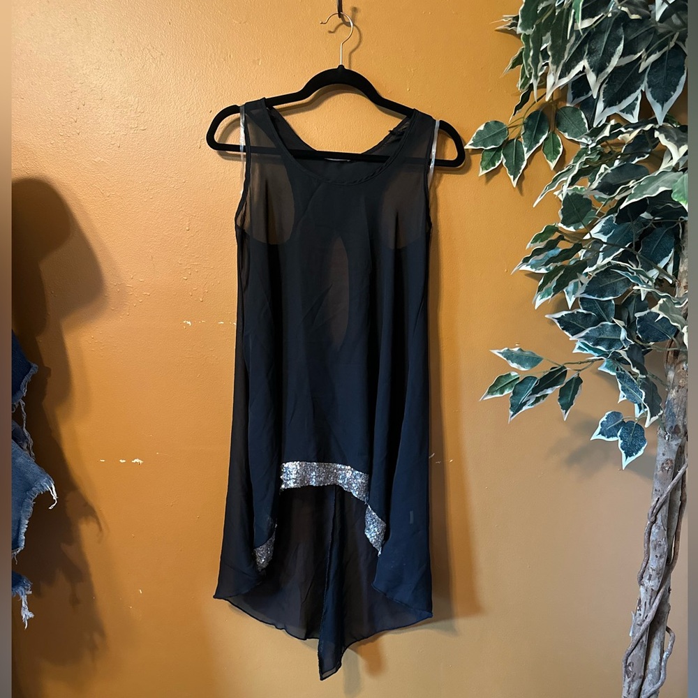 black sheer sequined tunic